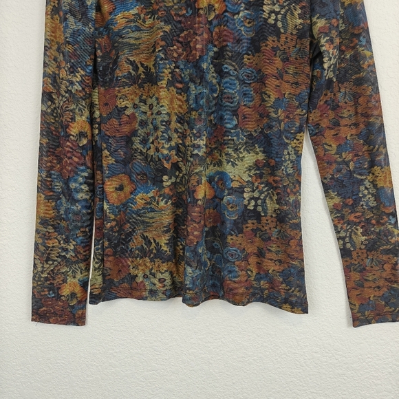 Jason Wu Women's Long Sleeve Knit Mesh Floral Printed Top Mock Neck Size Small - Picture 4 of 12